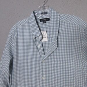 J Crew Mercantile Shirt Men M Blue Gingham Flex Slim Fit Preppy Academia NWT